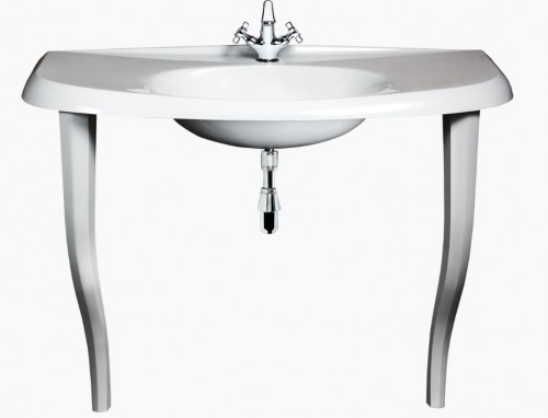 PAA VICTORIA IVICK/00 Glossy White Cast stone sink with decorative legs image 1