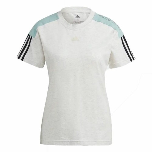 Krekls ar Īsām Piedurknēm Adidas Logo Colorblock Bēšs image 1