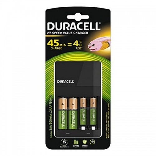 Lādētājs + uzlādējamas baterijas DURACELL CEF14 2 x AA + 2 x AAA HR06/HR03 1300 mAh image 1