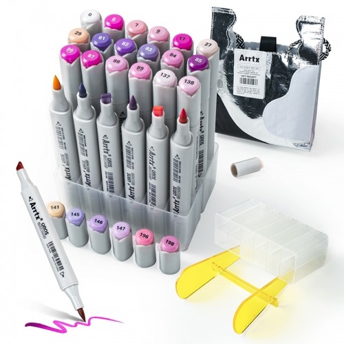 Double-sided Marker Pens ARRTX Oros, 24 Colours, purple tone shade image 1