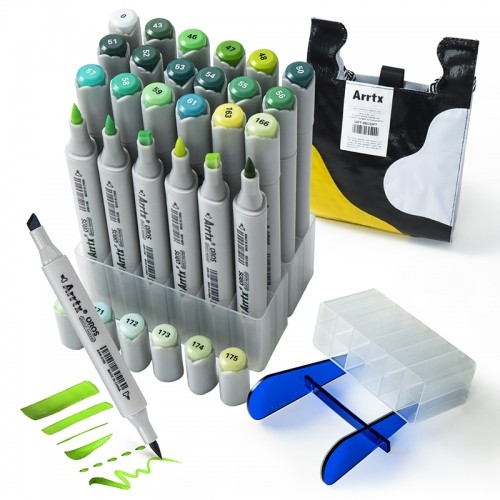 Double-sided Marker Pens ARRTX Oros, 24 Colours, green tone shade image 1