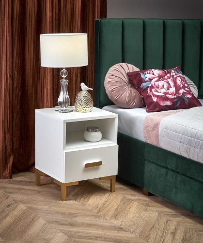 Halmar SILVIA bedside table, white - gold image 1