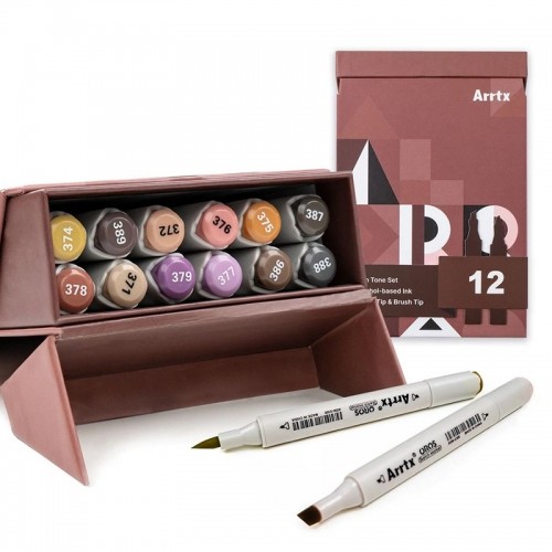 Double-sided Marker Pens ARRTX  Oros, 12 Colours, earth tone shade image 1