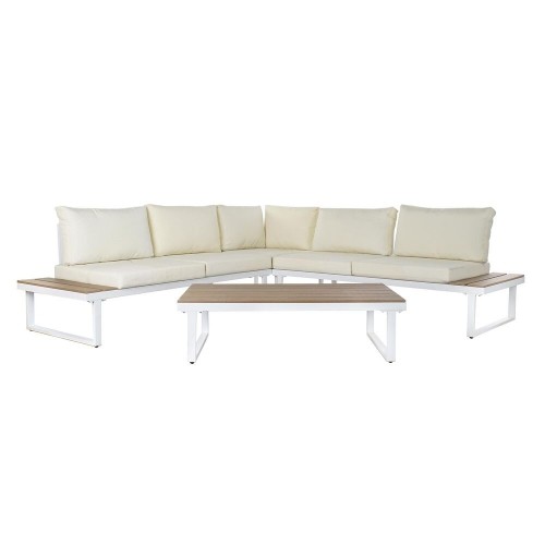 Garden sofa DKD Home Decor Beige Wood Polyester Steel (231 x 219 x 74 cm) image 1