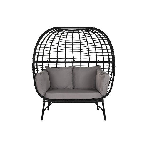 Garden sofa DKD Home Decor Black Beige synthetic rattan Steel (130 x 68 x 146 cm) (130 x 68 x 146 cm) image 1