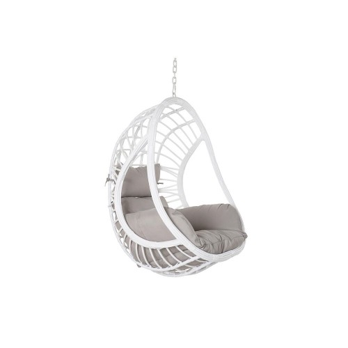 Hanging garden armchair DKD Home Decor 90 x 70 x 110 cm Grey Metal synthetic rattan White image 1