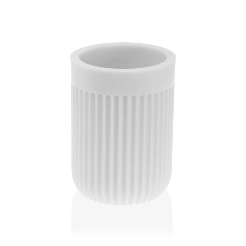 Toothbrush Holder Versa STRIA White Resin (7,3 x 10,3 x 7,3 cm) image 1