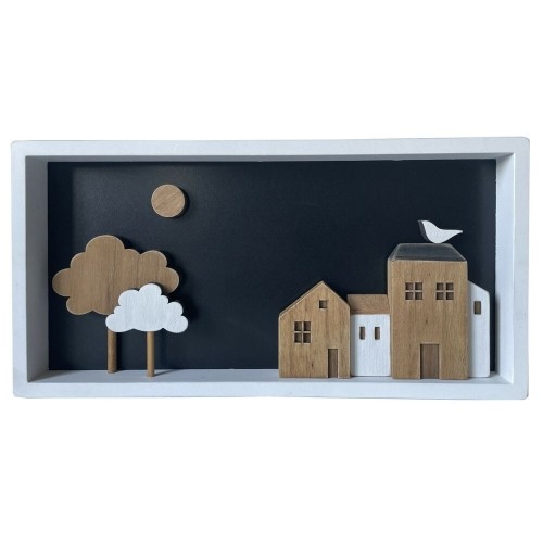 Wall Decoration DKD Home Decor White Brown Houses Urban 40 x 3,5 x 20 cm image 1