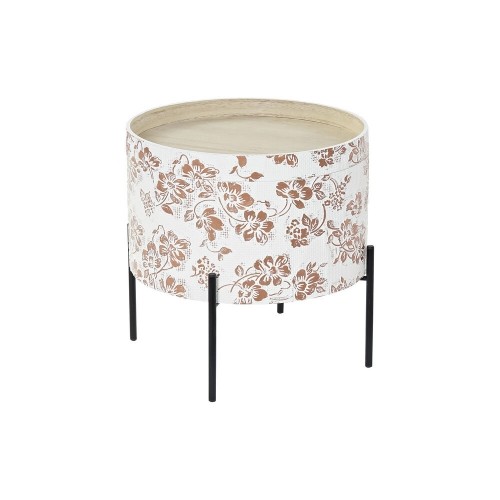 Side table DKD Home Decor Black Metal White 38 x 38 x 39 cm MDF Wood image 1