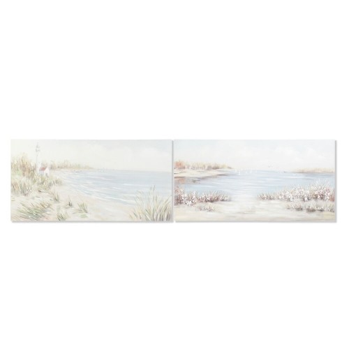 Glezna DKD Home Decor Pludmale Vidusjūra (140 x 3,7 x 70 cm) (2 gb.) image 1