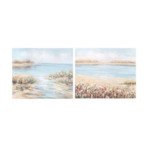 Картина DKD Home Decor Пляж Средиземноморье (100 x 3,7 x 80 cm) (2 штук) image 1