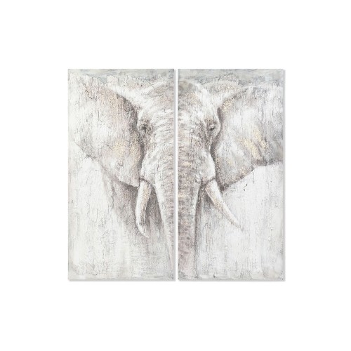 Set of 2 pictures DKD Home Decor Elephant Colonial 120 x 3,7 x 120 cm image 1
