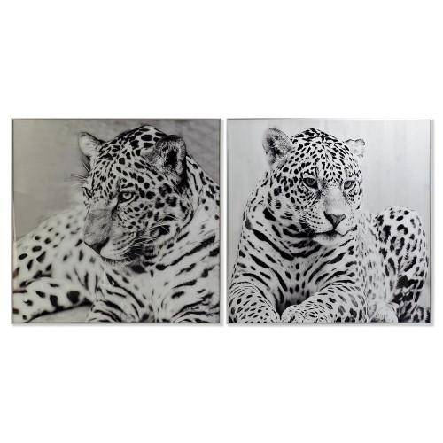 Glezna DKD Home Decor Leoparda Koloniāls (100 x 2,5 x 100 cm) (2 gb.) image 1