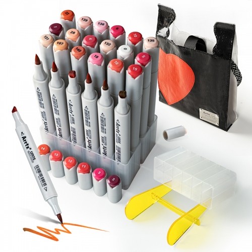 Double-sided Marker Pens ARRTX Oros, 24 Colours, red tone shade image 1