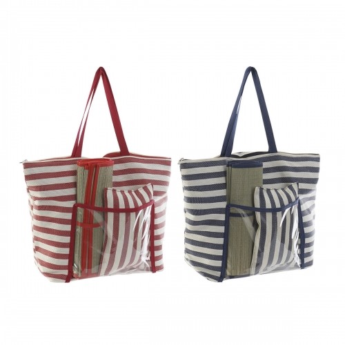 Beach Bag DKD Home Decor 55 x 17 x 35 cm Canvas Red Blue PVC (2 Units) image 1