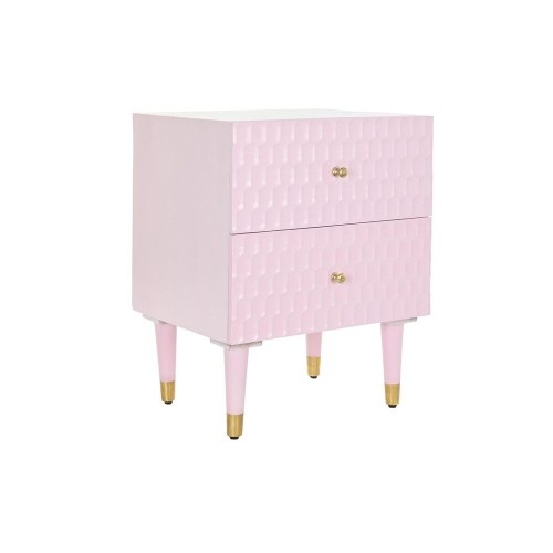 Nightstand DKD Home Decor 52 x 42 x 65 cm Metal Light Pink Mango wood image 1