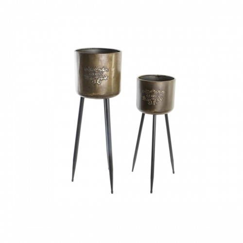 Set of pots DKD Home Decor Black Champagne Metallic Metal Loft 30 x 40 cm 25 x 25 x 80,5 cm (2 Units) image 1
