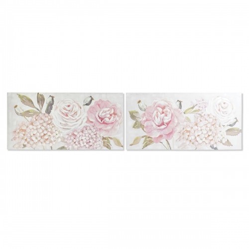 Painting DKD Home Decor 120 x 3 x 60 cm Flowers Shabby Chic (2 Units) image 1