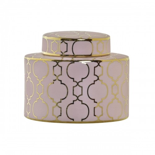 Vase DKD Home Decor Porcelain Pink Golden Oriental Chromed 18 x 18 x 16 cm image 1