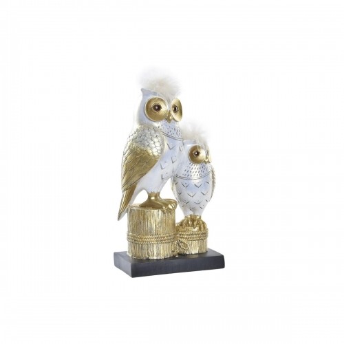 Decorative Figure DKD Home Decor 14,5 x 9 x 26 cm Owl Golden White image 1