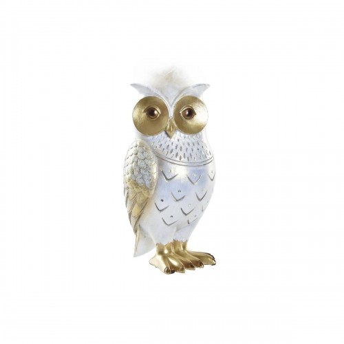 Decorative Figure DKD Home Decor White Golden Owl 9 x 9 x 17 cm image 1