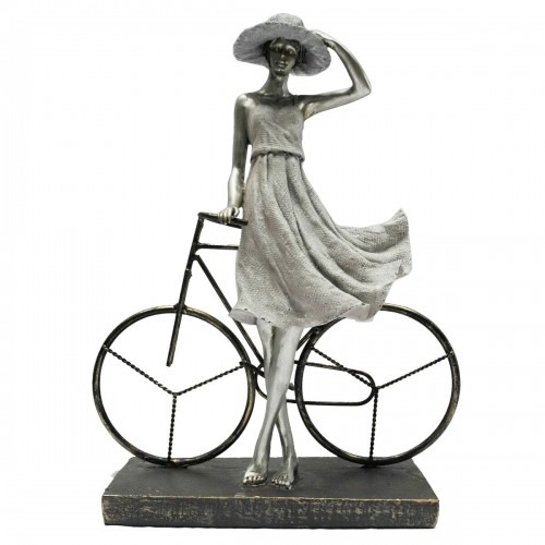 Decorative Figure DKD Home Decor Lady Silver Bicycle Metal Resin (27,5 x 9,5 x 34,5 cm) image 1