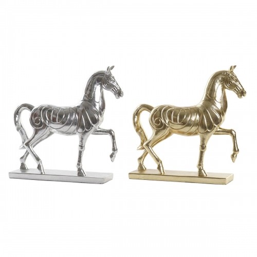 Декоративная фигура DKD Home Decor Лошадь Серебристый Позолоченный Смола (34 x 9,5 x 33,5 cm) (2 штук) image 1