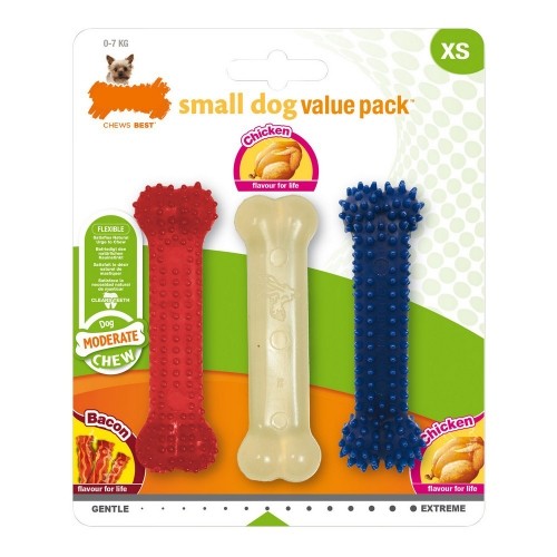 Dog teether Nylabone Value Pack Bacon Размер S Курица термопласт (3 pcs) image 1