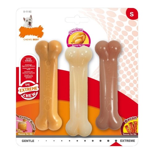 Dog chewing toy Nylabone Extreme Chew Value Pack Bacon Peanut butter Size S Chicken Nylon (3 pcs) image 1
