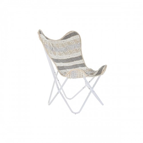 Garden chair DKD Home Decor Grey Cotton White Iron (74 x 65 x 90 cm) image 1