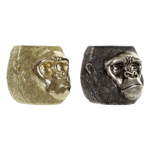 Decorative Figure DKD Home Decor 20 x 24,5 x 18,5 cm Silver Golden Colonial Gorilla (2 Units) image 1