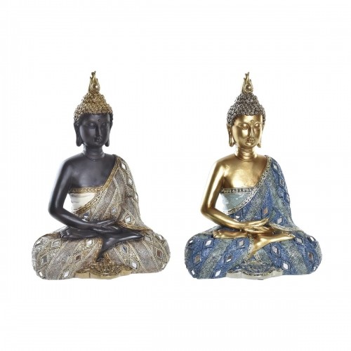 Decorative Figure DKD Home Decor Blue Golden Brown Buddha Oriental 20 x 11 x 29 cm (2 Units) image 1