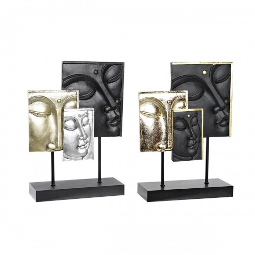 Декоративная фигура DKD Home Decor Чёрный Позолоченный Будда MDF Смола (22,5 x 8 x 30,7 cm) (2 штук) image 1