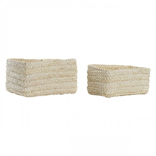 Basket set DKD Home Decor 28 x 21 x 15 cm Natural Fibre image 1