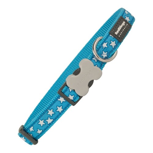 Dog collar Red Dingo Style Turquoise Stars (2,5 x 41-63 cm) image 1