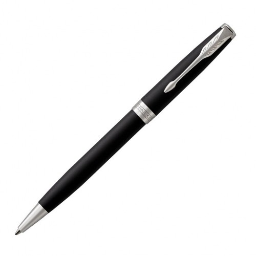PARKER Sonnet Ballpoint Pen, Matte Black Lacquer with Palladium Trim, Medium Point Black Ink (1931524) image 1