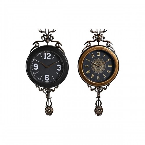 Настенное часы DKD Home Decor Стеклянный Чёрный Позолоченный Железо (27 x 7,5 x 57,5 cm) image 1