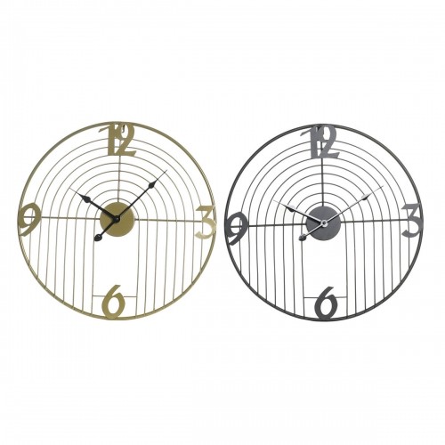 Wall Clock DKD Home Decor Black Golden Metal Modern 45 x 3 x 45 cm (2 Units) image 1