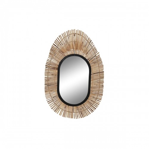 Sienas spogulis DKD Home Decor spogulis Dabisks Melns Metāls Rotangpalma (63 x 1,5 x 92 cm) image 1