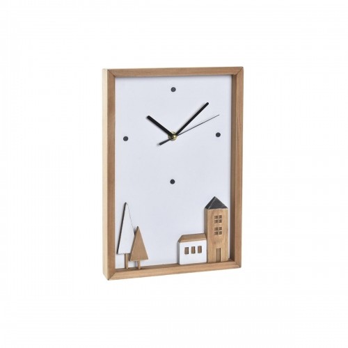 Wall Clock DKD Home Decor White Brown Wood Houses Urban 20 x 4 x 30 cm image 1