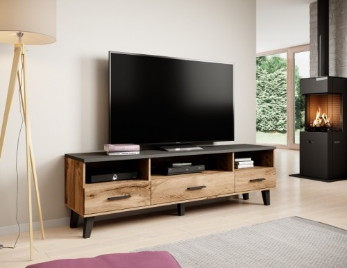 Halmar TV stand LOTTA 180 3s3K wotan oak/black image 1