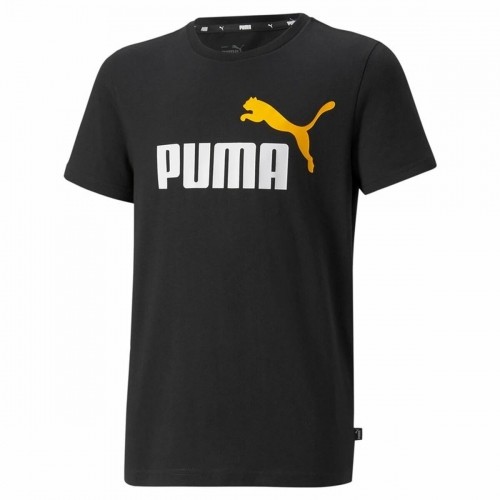 Child's Short Sleeve T-Shirt Puma Essentials+ Two-Tone Logo Black image 1