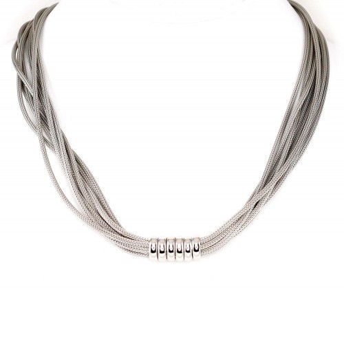 Серебряное колье #2500100(PRh-Gr), Серебро	925°, родий (покрытие), длина: 45 см, 41.3 гр. image 1