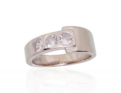 Серебряное кольцо #2101712(PRh-Gr)_CZ, Серебро	925°, родий (покрытие), Цирконы , Размер: 18, 6 гр. image 1
