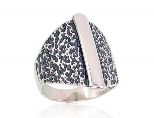 Серебряное кольцо #2101674(POx-Bk), Серебро	925°, оксид (покрытие), Размер: 17.5, 6.7 гр. image 1