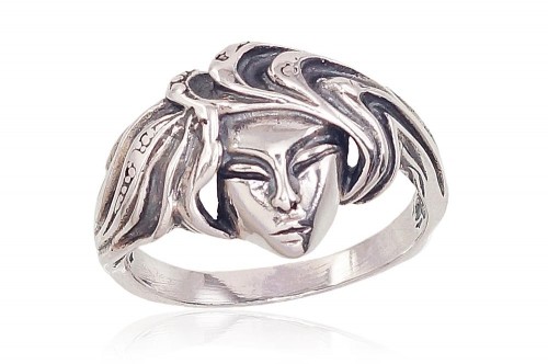 Серебряное кольцо #2101562(POx-Bk), Серебро	925°, оксид (покрытие), Размер: 17.5, 5 гр. image 1