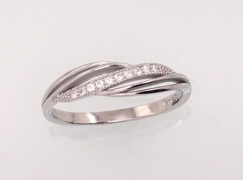 Серебряное кольцо #2101476(PRh-Gr)_CZ, Серебро	925°, родий (покрытие), Цирконы , Размер: 18, 1.6 гр. image 1