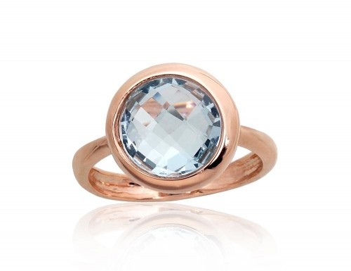 Золотое кольцо #1100959(Au-R)_TZLB, Красное Золото	585°, Небесно-голубой топаз , Размер: 18, 4.65 гр. image 1