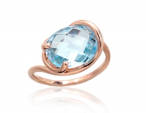 Золотое кольцо #1100958(Au-R)_TZLB, Красное Золото	585°, Небесно-голубой топаз , Размер: 17, 3.69 гр. image 1