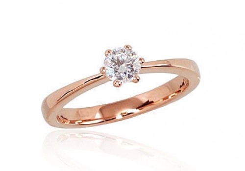 Золотое кольцо #1100561(Au-R)_DI, Красное Золото	585°, Бриллианты (0,33Ct), Размер: 17, 2.82 гр. image 1